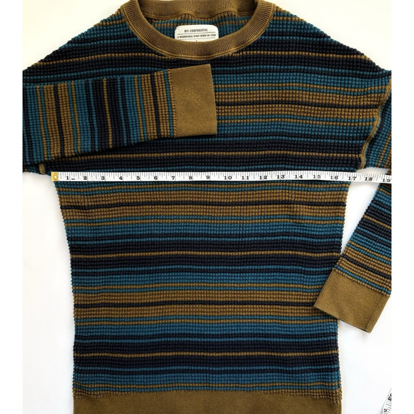 REI Co-Op Wallace Lake Waffle Sweater Sz Small Shore Stripe 100% Cotton Retro - Picture 7 of 8
